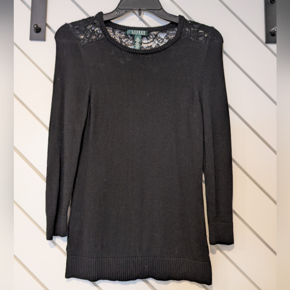 Ralph Lauren Black Sweater with Lace on Back